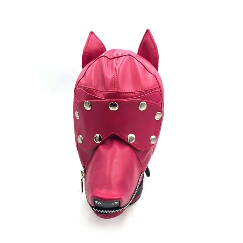 Fashion Cool Full Face Adjustable Faux Leather Bondage Hood Blindfold Mask for Halloween War Game Cosplay CS Player Headgear