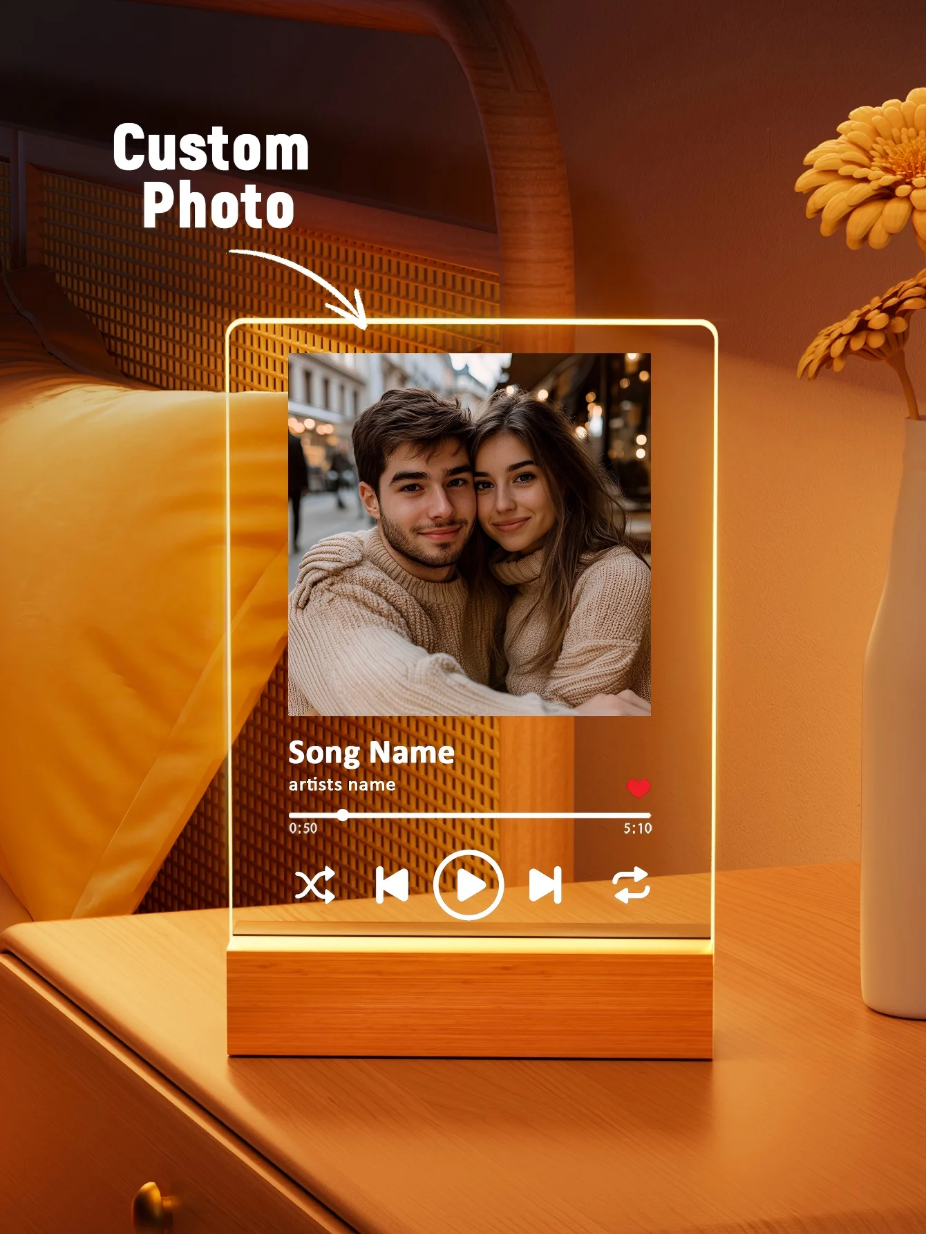 Customized Acrylic Photo Night Light With Printed Photo, Suitable For Commemorating Special Moments, Anniversary Gifts, Christma