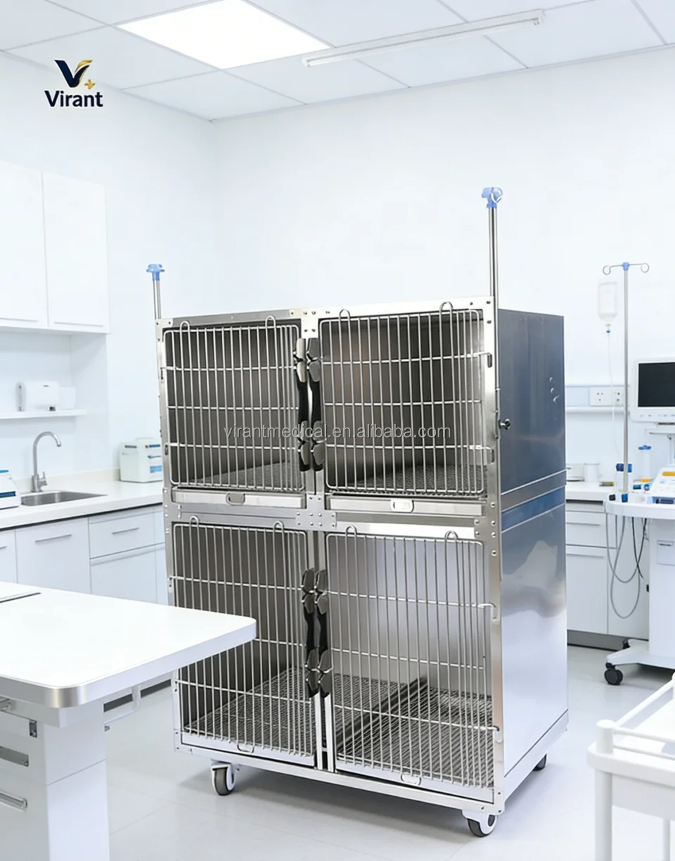 Professional Medical Grade Easy Assemble Secure Multi Door Vet Cage For Animal Clinic