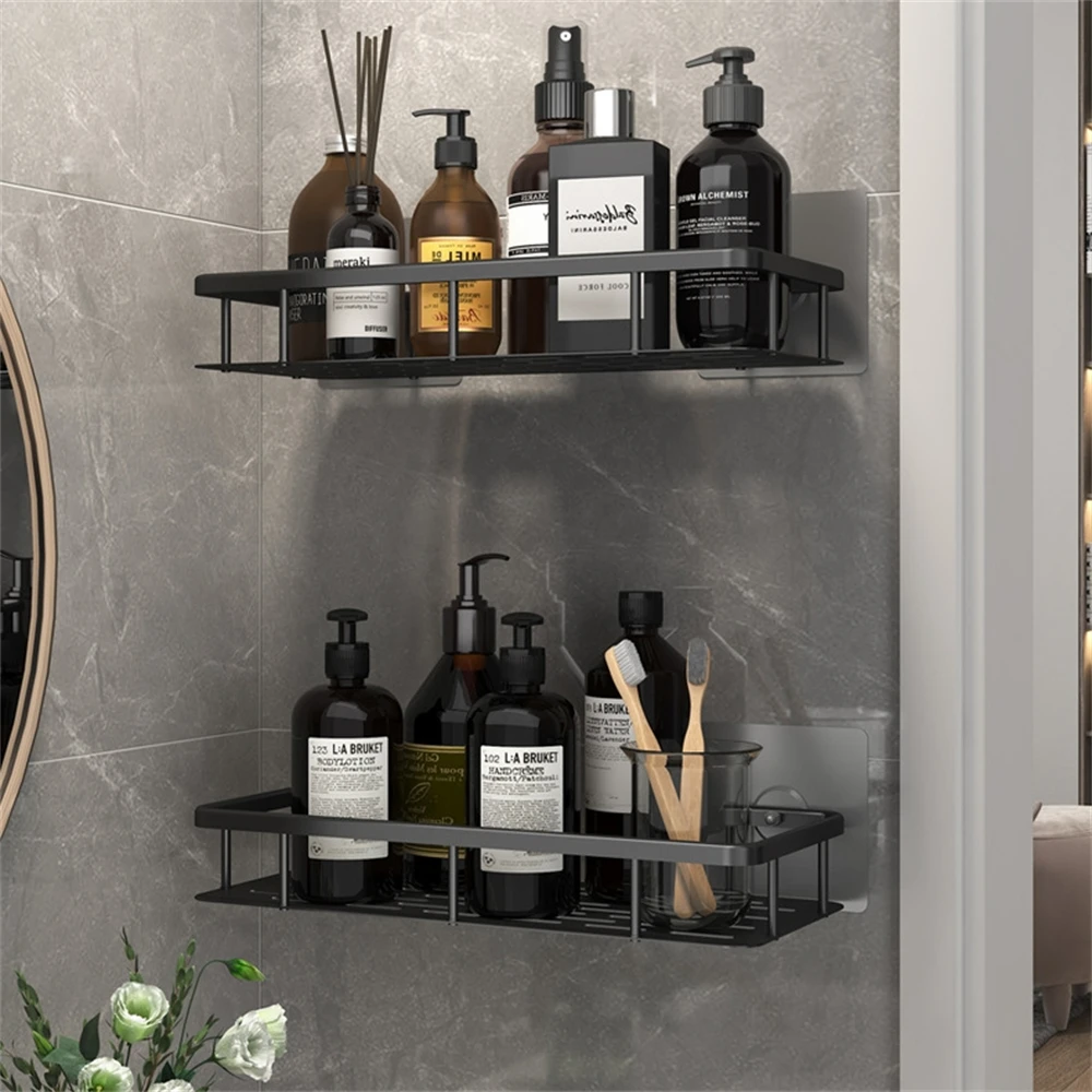 Versatile Bathroom Shelves Multifunctional Wall-Mounted Aluminum No-Drilling Bathroom Racks Bathroom Item Storage Racks