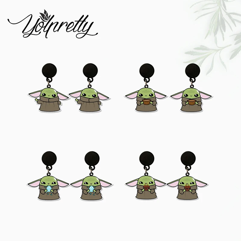 2024 New Fashion Cartoon Alien Baby Loves Frog Movies Animals Epoxy Handcraft Acrylic Drop Dangle Earrings