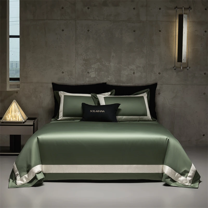 1000TC Egyptian Cotton Luxury Bedding Set Silky Satin Hotel Quality Duvet Cover Set Bed Sheet/Fitted Sheet Pillowcases 4Pcs