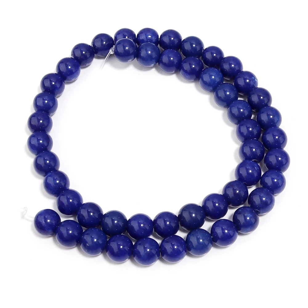 1 Strang Natursteinperlen 4/6/8/10/12 mm dunkelblaue Chalcedonperlen runde lose Perlen für DIY Schmuckherstellung Armband Halskette