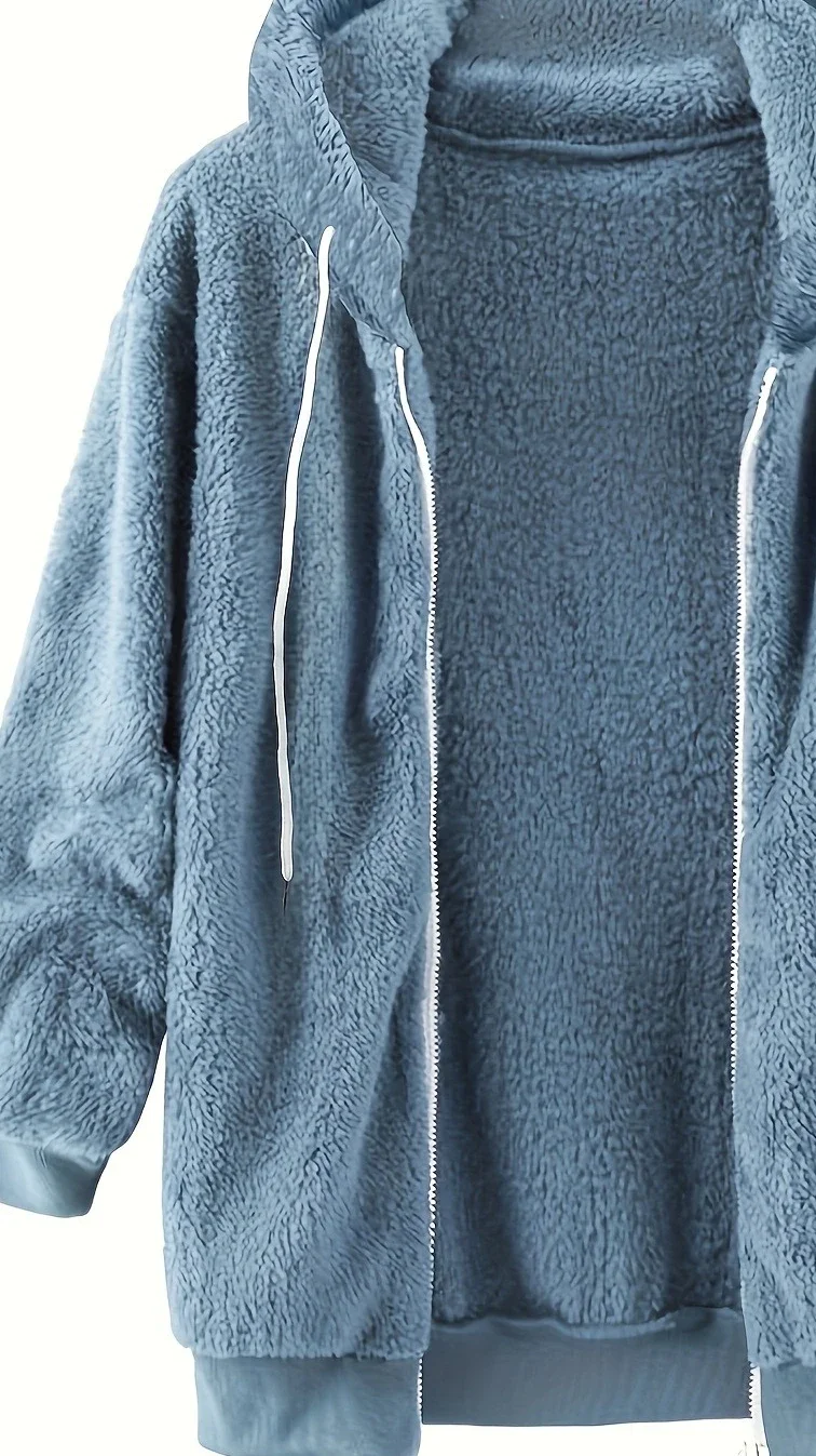 حجم كبير 1XL-5XL الخريف الشتاء المرأة موضة مقنعين سستة الرباط بلون معطف المرأة معطف غير رسمي بأكمام طويلة