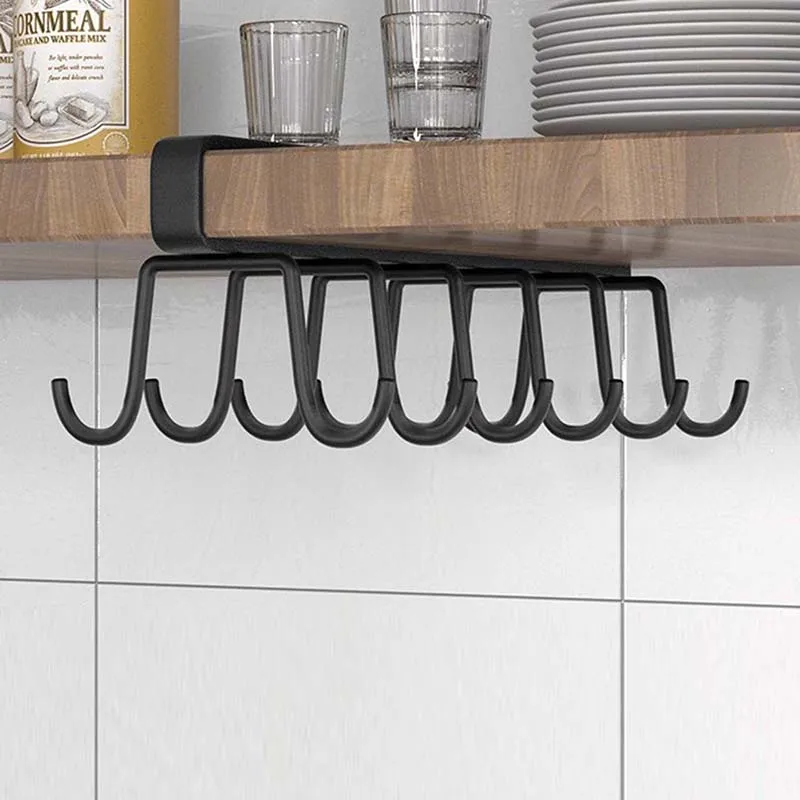 خزانة تخزين الرف خزانة متعددة الوظائف تنظيم الرف 6/12 السنانير حامل الكأس المطبخ لا اللكم تخزين الرف المنظم