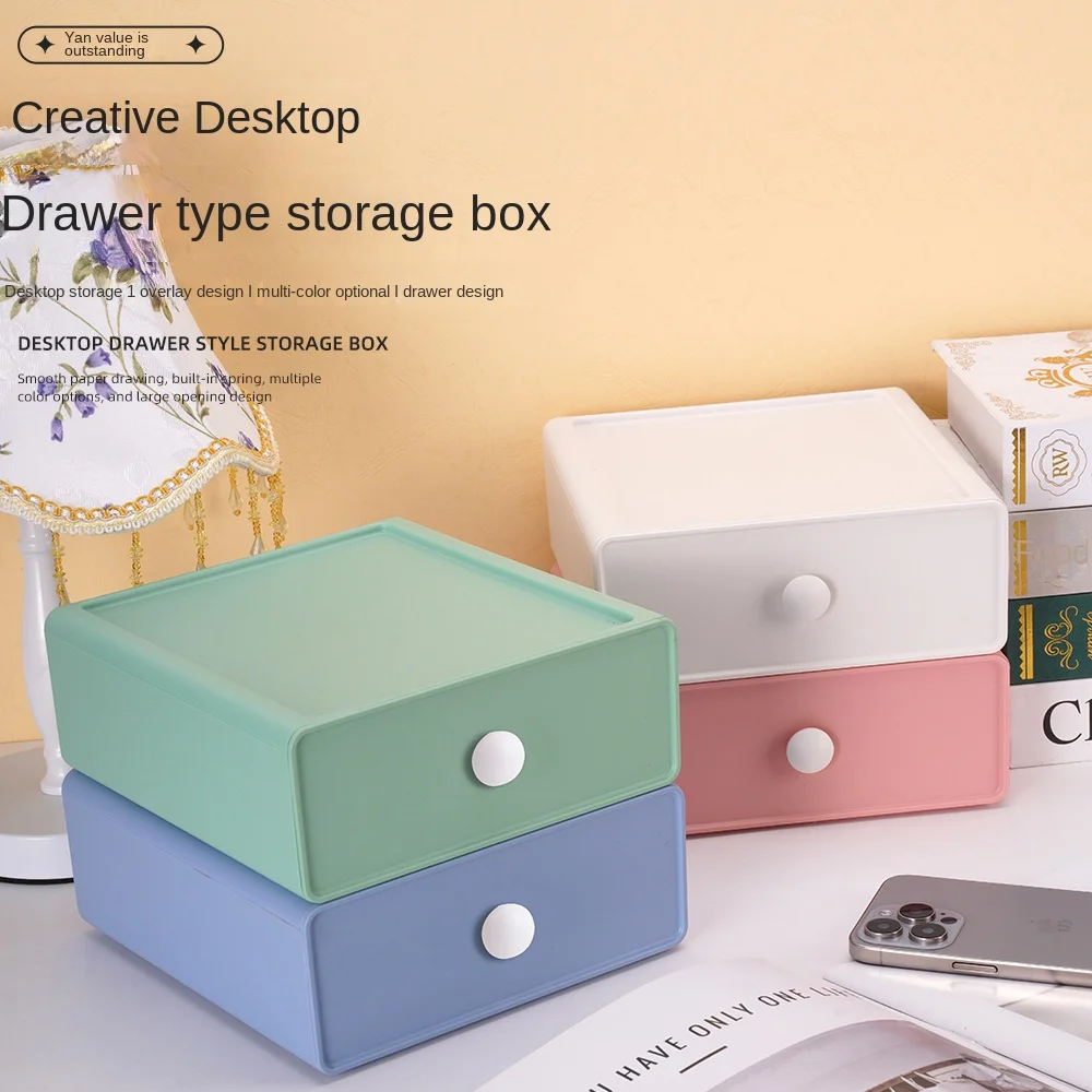 2024 New Desktop Storage Box with Household Groove Design, Large Capacity Drawer Style, No Installation, Stacked PP Storage Box