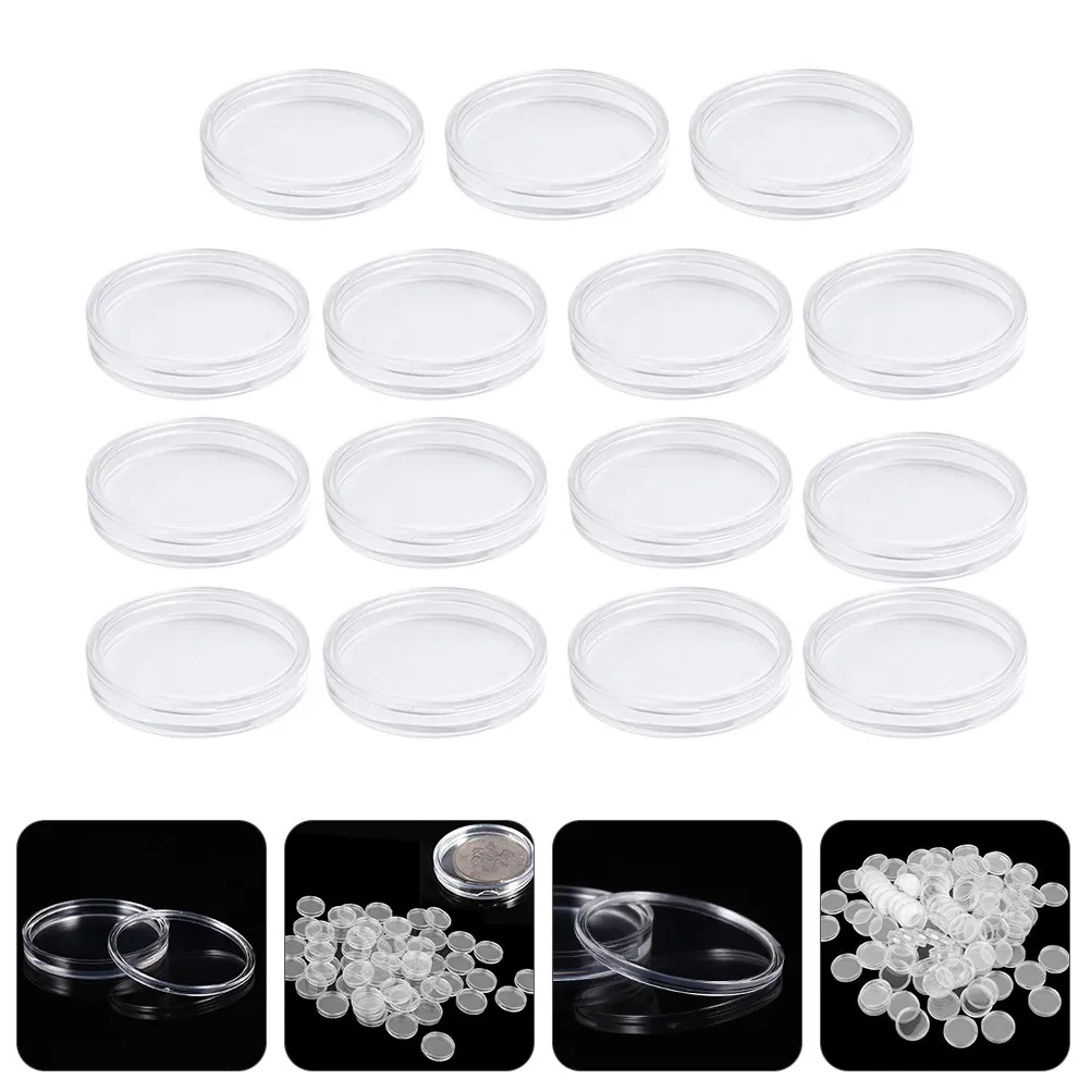 Caja acrílica para monedas, estuche de exhibición ornamental transparente para monedas, medallas, coleccionables, ligero, compacto, a prueba de polvo, 24 Uds.