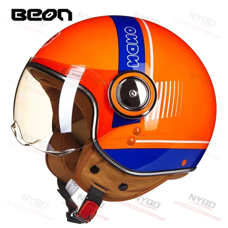 

Summer Motorcycle 3/4 Open Face Helmet Vintage Casco Moto Men Retro Moto Helmet Scooter Motorbike Riding Helmet Casque Moto 110B