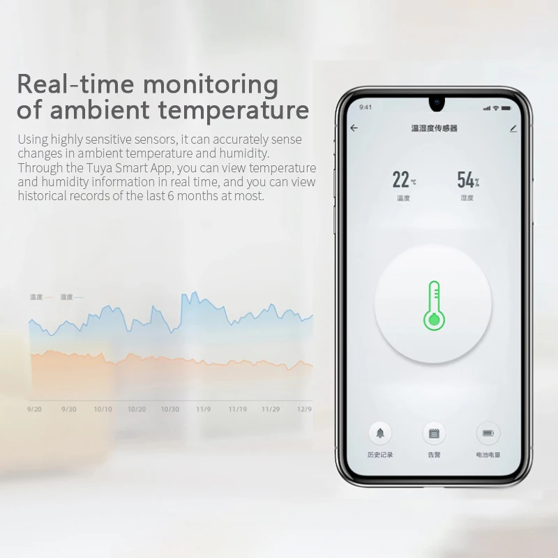 Tuya ZigBee Smart Temperature And Humidity Sensor Thermometer Detector Battery Powered Security Alarm Support Alexa Google Home