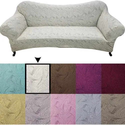 Modanilya Jacquard Lily Striped Pattern Stretch Fitted Seat Cover Flexible Washable 3 Seater Sofa Cover