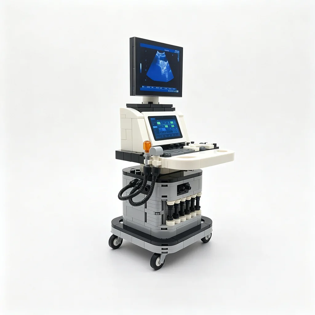 MOC Color Ultrasound Machine Building Block Model Simulation Medical Equipment Children's Educational Manual DIY Assembly Toy
