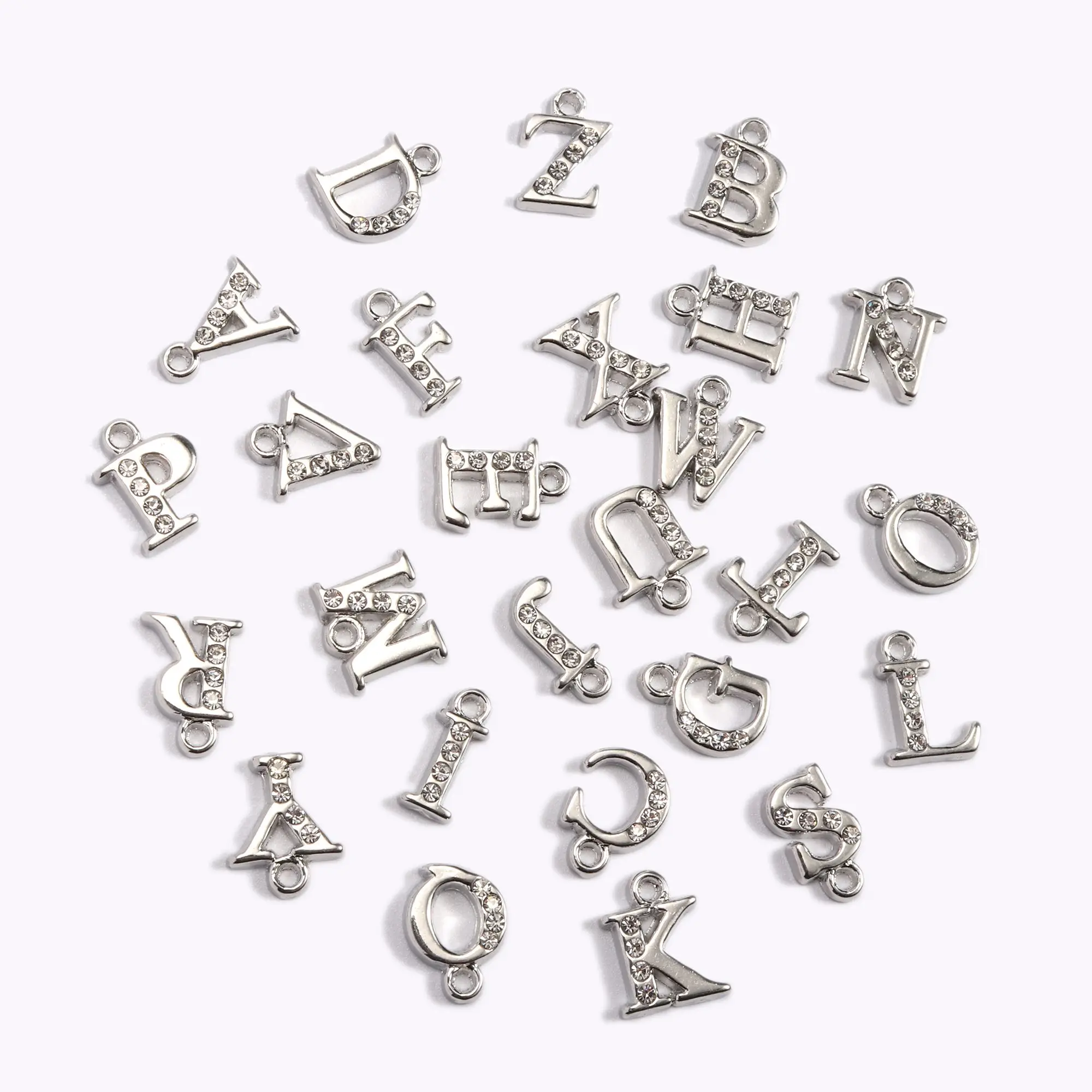 26pcs KC Rhinestone Alphabet Pendants Letter Charm For Jewelry Making DIY Earring Necklace Bracelet Pendant Handmade Accessories