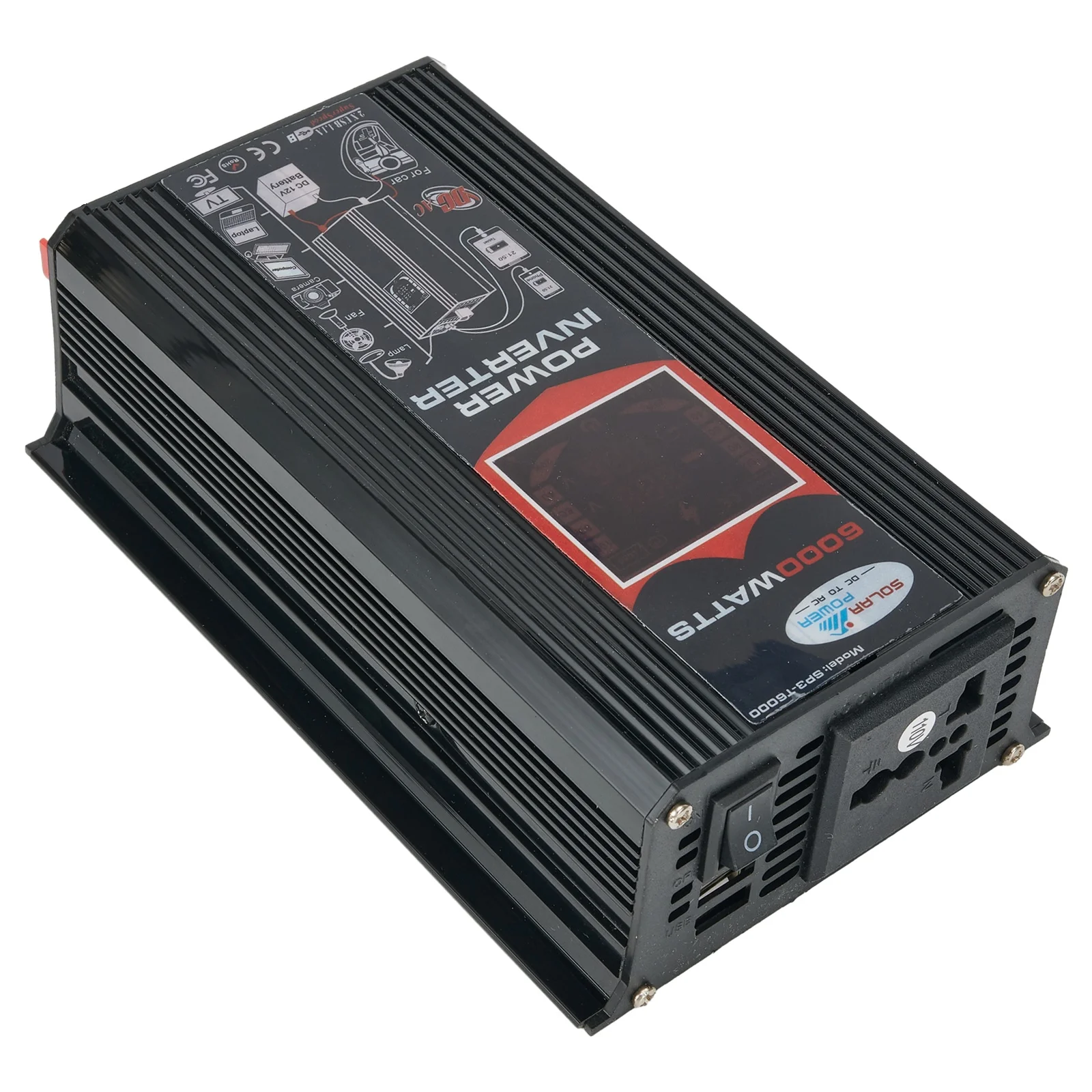 

Voltage Converter Power Inverter DC 12V To AC 110V Dual USB Overload Protection 6000W Charger Adapter Internal Fuses