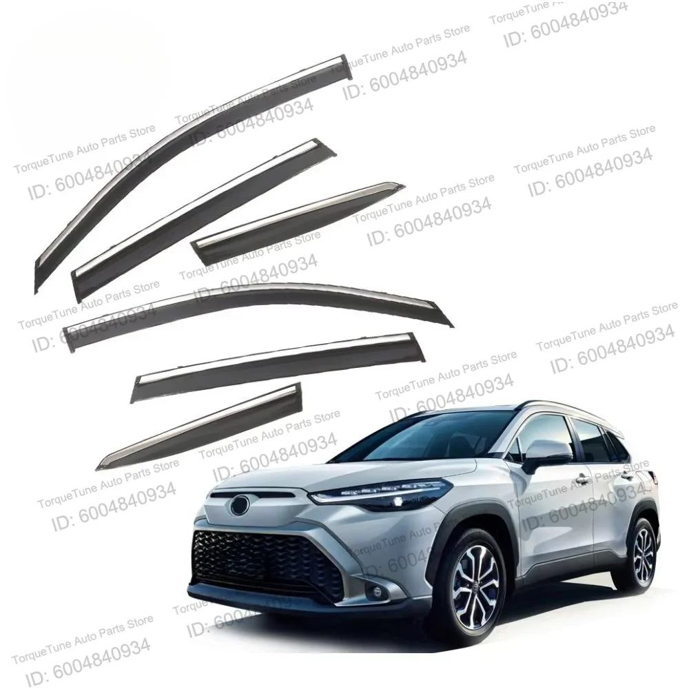 Premium Injection Direct Fit Window Visor Wind Deflector For Toyota Corolla Cross Frontlander 2020+ PC Stainless Steel