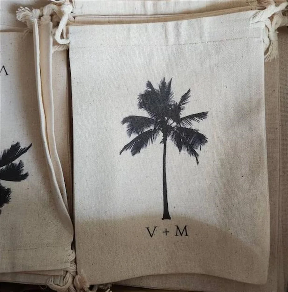 25PCS Destination Wedding Welcome Bags - Palm Tree Welcome Bags - Tropical Wedding Favors - Beach Wedding Welcome Bag -