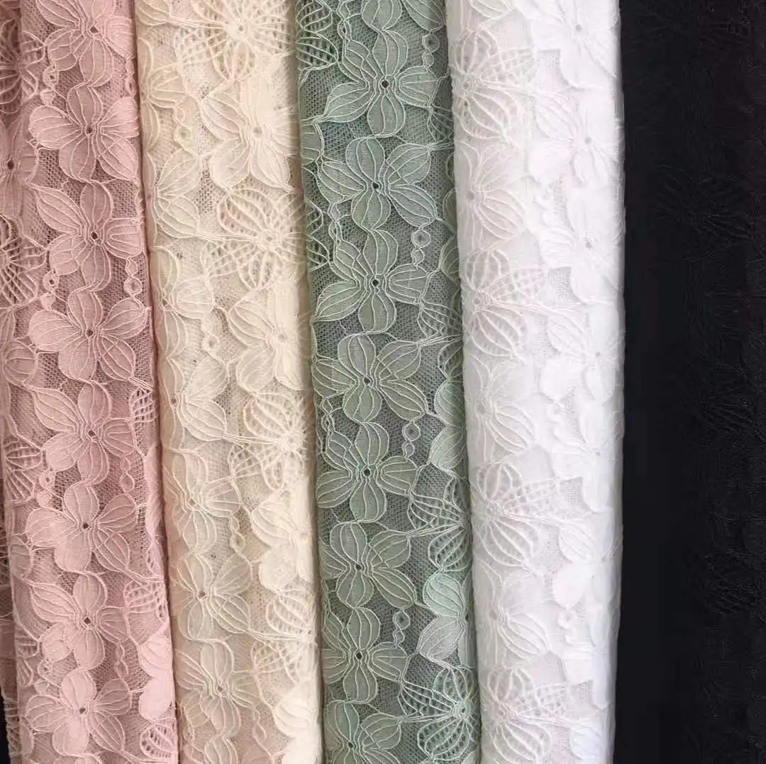 Lace Fabric For Sewing Clothing Underwear Dresses Skirts Elasticity Stretch Hollow Camisole 5 Colors By the yard