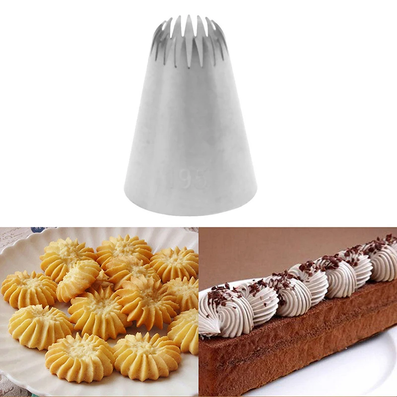 #195 Cake Head Metal Icing Piping Nozzles Stainless Steel Material Cake Cream Decor Tip Seamless Welding Characteristic