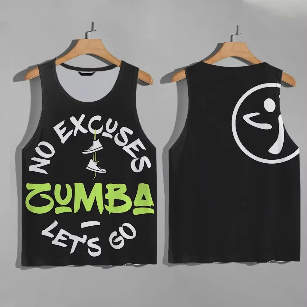 

Funny 3D Letter Print Men's Tank Top Summer Leisure Fashion Breathable Crew Neck Sleeveless T-shirt Outdoor Sport Quick Dry Tees
