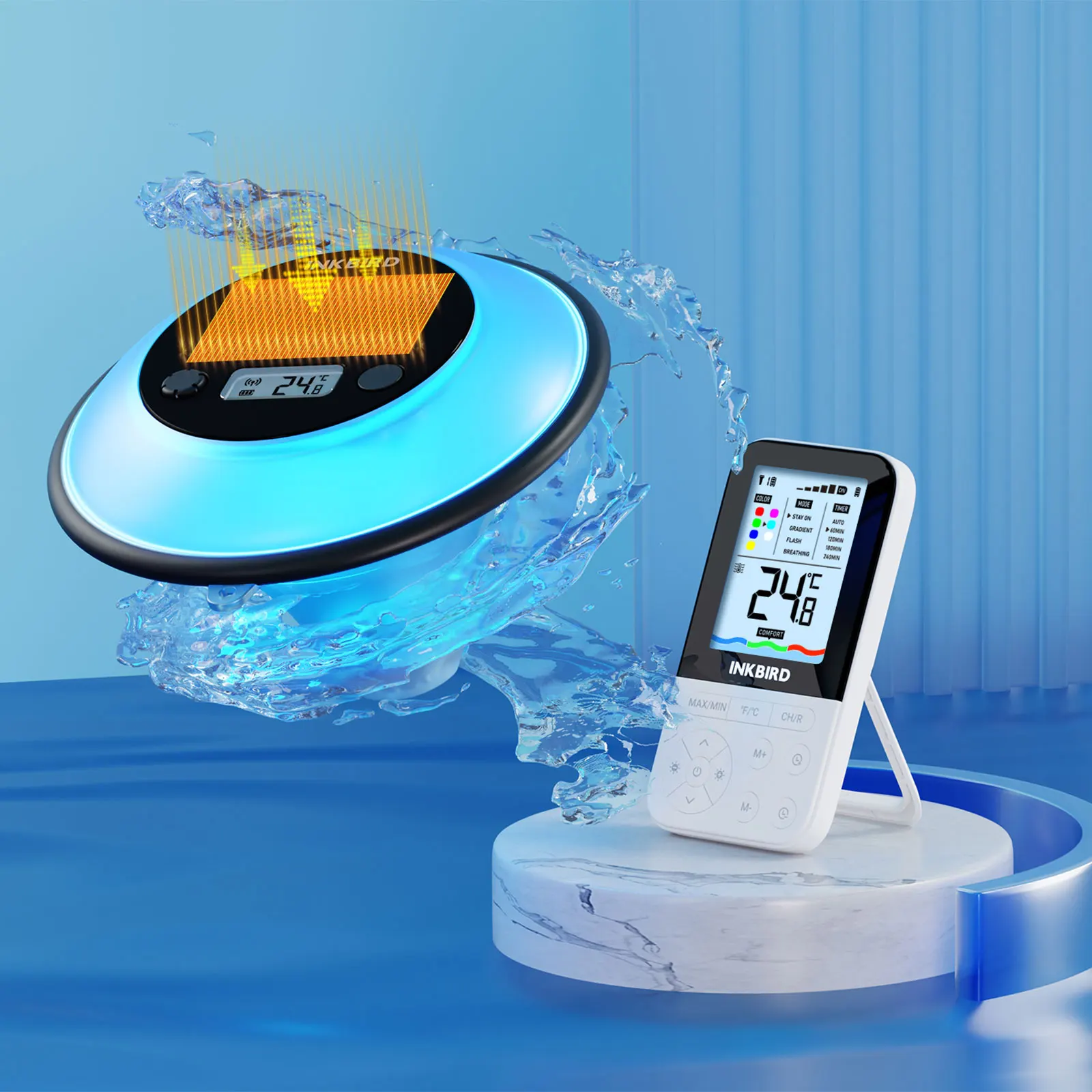 

INKBIRD IBS-P05R Solar Pool Thermometer with Ambient Light Indoor Remote Display Screen and Outdoor Wireless Pool Thermometer