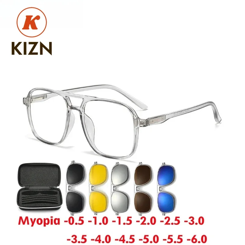 

Очки KIZN для коррекции близорукости, унисекс, прозрачные серые, с поляризацией, магнитным креплением, для рецептурных линз, оправа от -0.5 до -6.0
