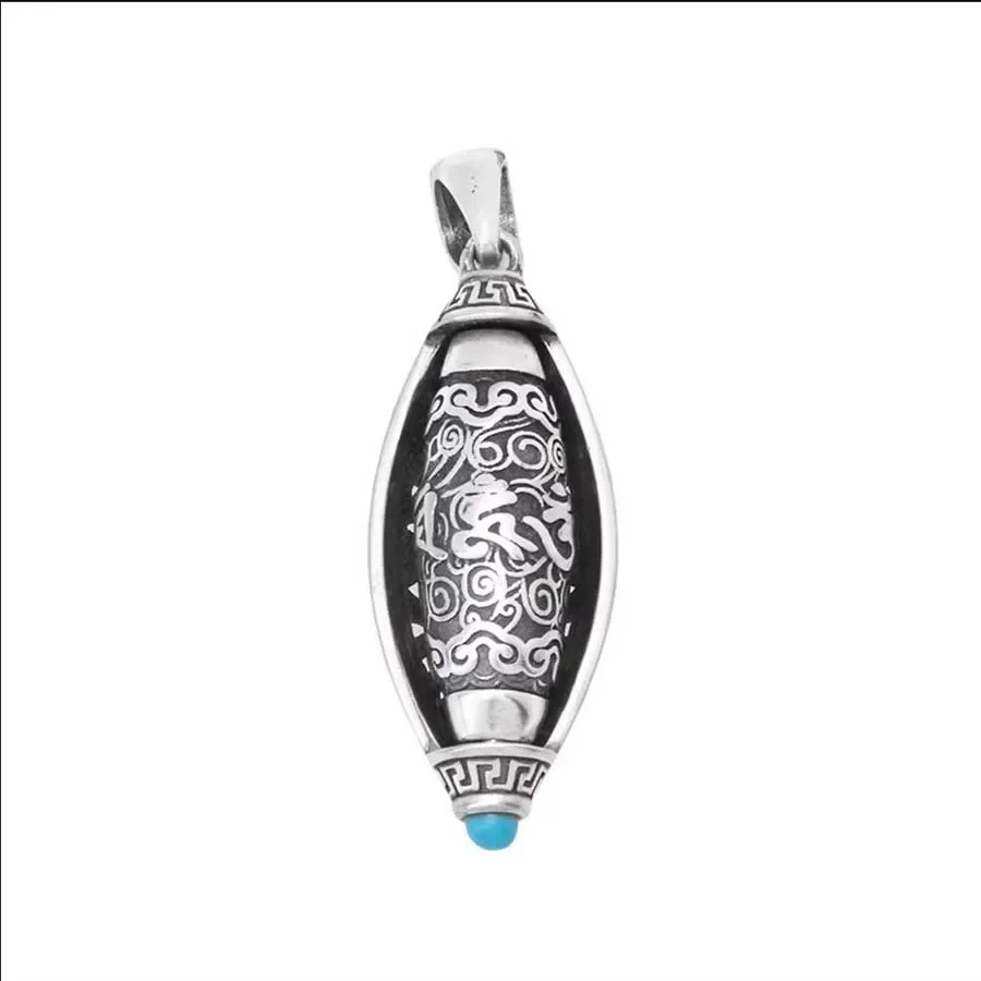 1 قطعة عجلة الصلاة البوذية الرجعية سحر تعويذة قلادة ستة أحرف تعويذة محظوظ قلادة قلادة