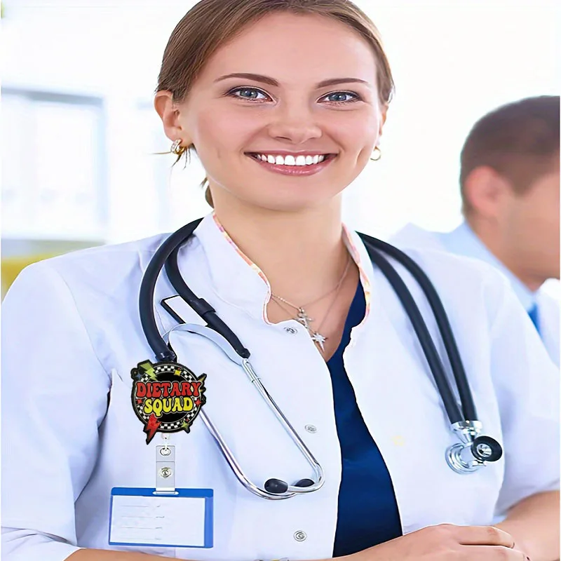 Porte-badge d'identification rétractable, bobine d'infirmière, acrylique brillant, badge rétractable