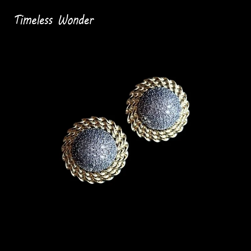 Timeless Wonder Fancy Zircon Geo Button Earrings Women Designer Jewelry Sweet Gift Rare Top Classy Cute 3346