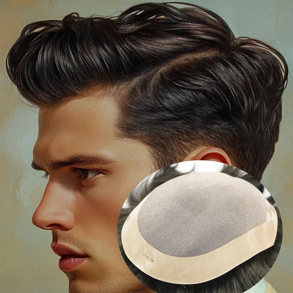 

Men's Natural Hairline Breathable Lace Mono Toupee European Human Hair Pieces Undetectable Capillar Prosthesi Blonde Brown Black