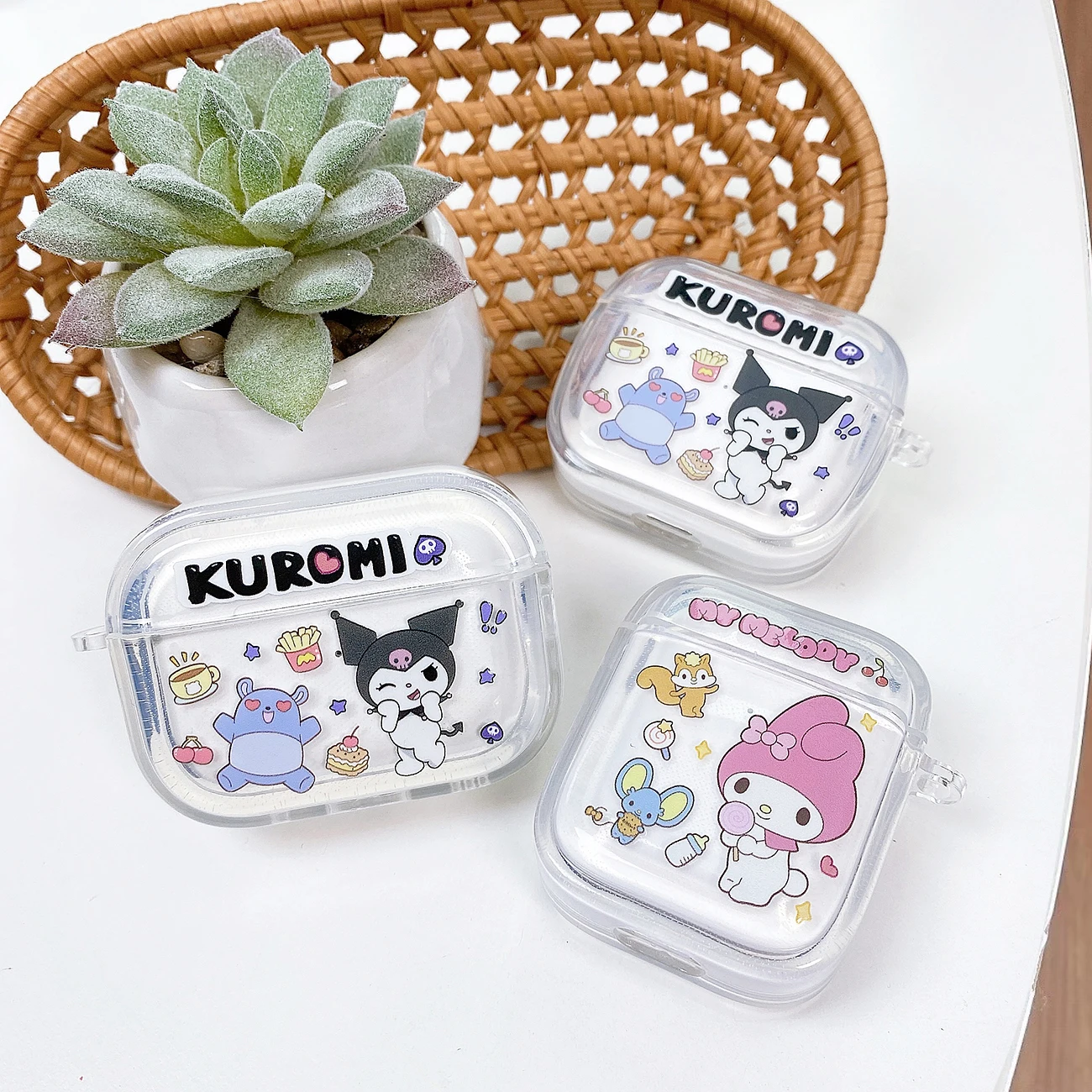 

Sanrio Kuromi and Melody Headphone Cover, Cartoon, Cool, Anti-drop, Soft TPU Material, Suitable for Airpods 4, 2, 3, Pro 2