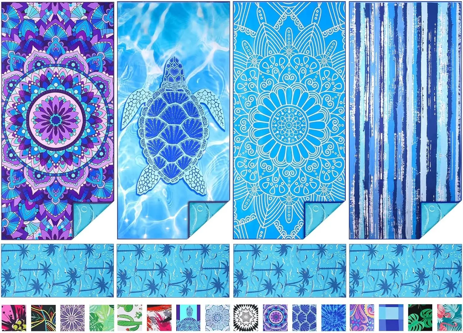 

4 Pa Microfiber Thin Beach Towel Lightweight 71X32 Extra Large Sand Free Soft Towels Qui Dry For Travel Pool Yoga Gym Sports