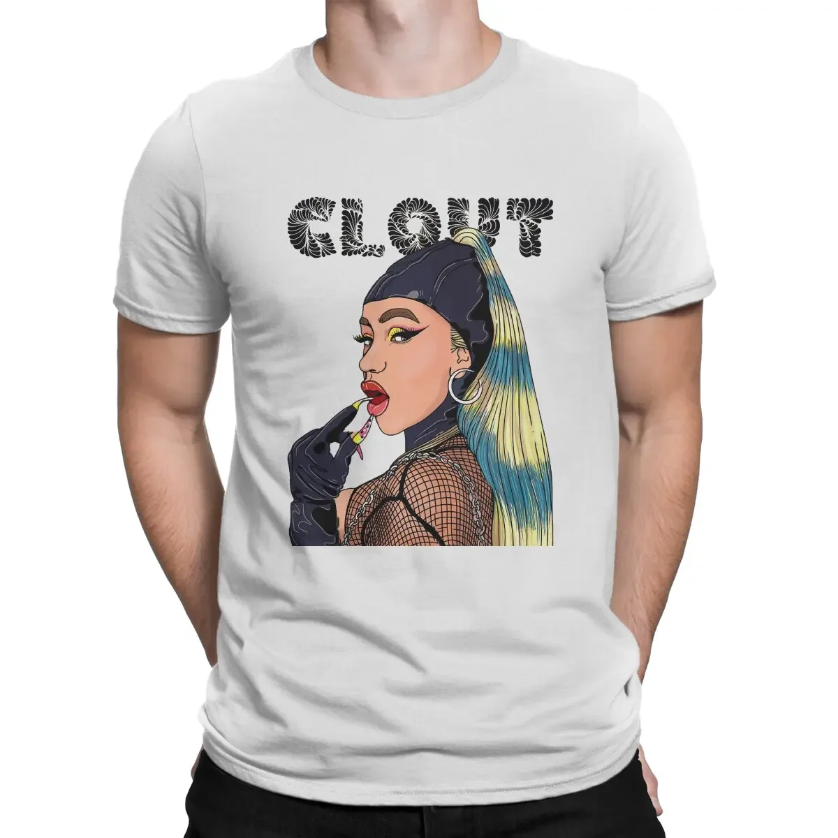 CLOUT Men's T Shirts American rapper Cardi B Unique Tee Shirt Short Sleeve O Neck T-Shirts Pure Cotton Birthday Gift Tops