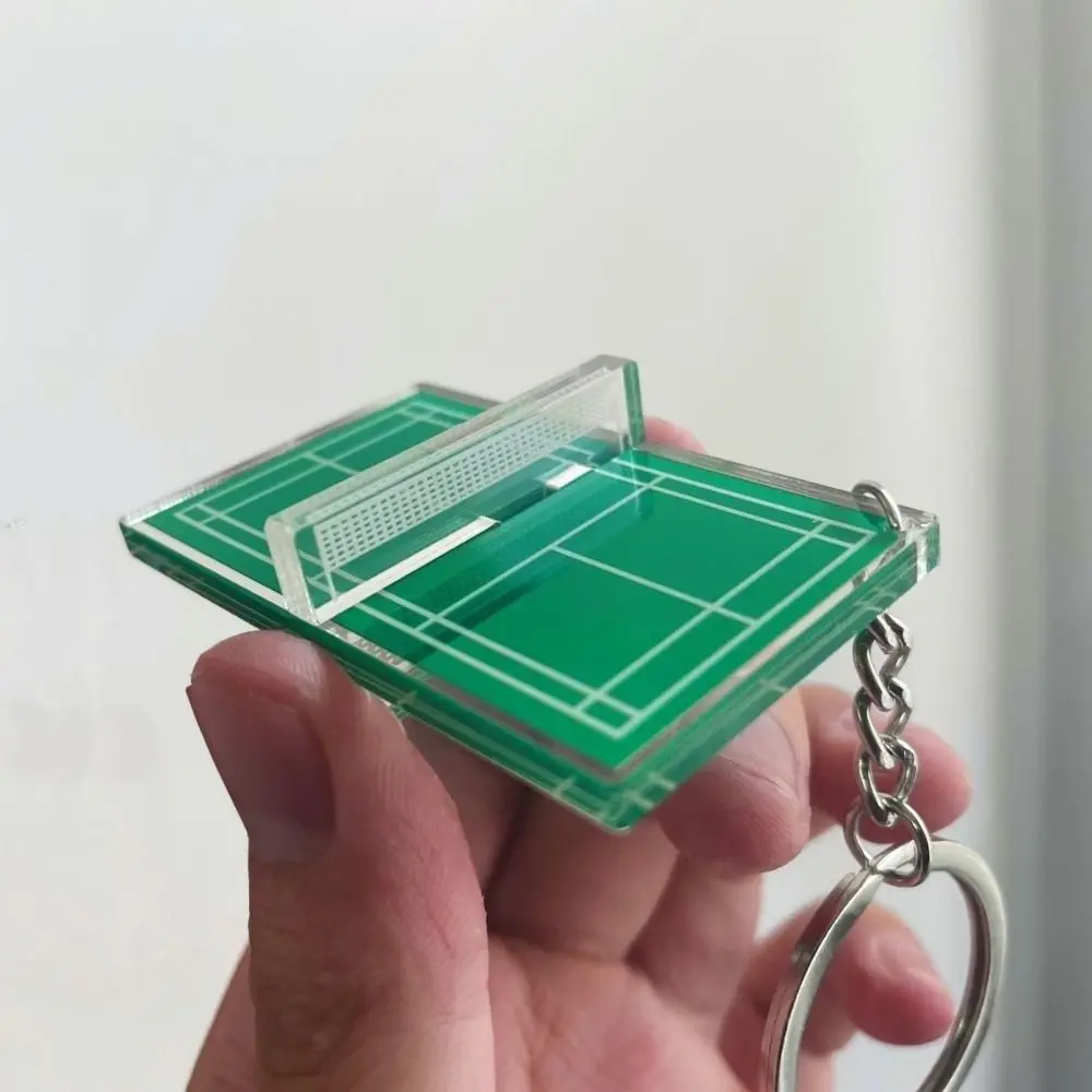 Acrylic Badminton Acrylic Keychain Three-dimensional Two-sided Badminton Playground Keyring Mini Table Tennis