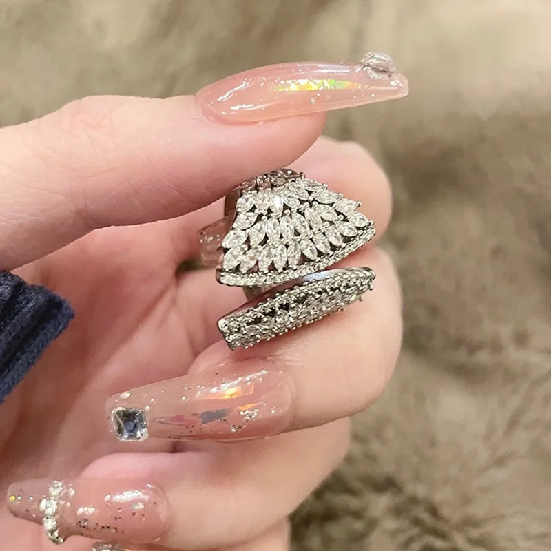Fashion Fan-shaped Simulated Diamond Ring 925 Sterling Silver Party Wedding Rings for Women Bridal Promise Engagement Jewelry
