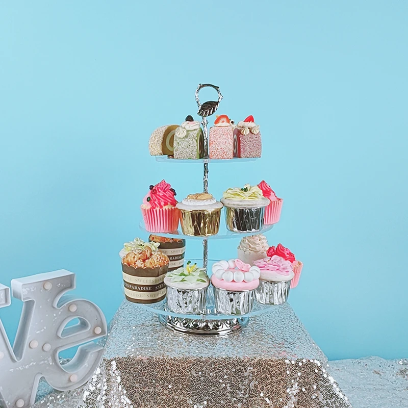 

1pcs Birthday cake stand for party events acrylic 3 tiers cupcake plate