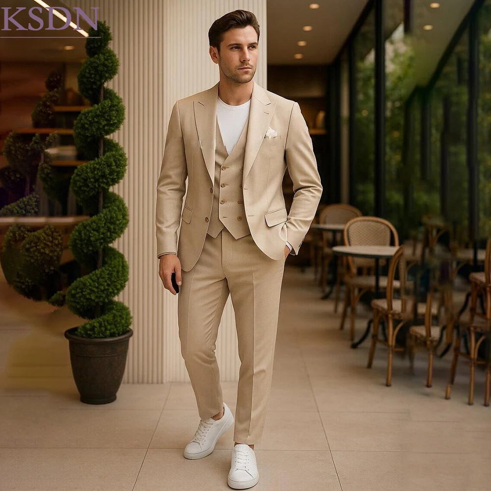 Luxury Wedding Men's Suits 3 Piece Jacket Pants Vest Full Sets High Quality Slim Fit Groom Male Clothing Costume Homme Terno