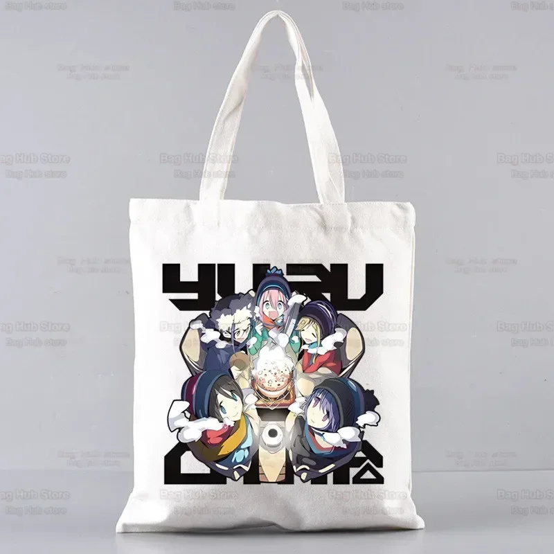 Yuru Camp Shoulder Canvas Bags Large Capacity College Harajuku Anime Nadeshiko Handbag Women Bag Shopping Bag