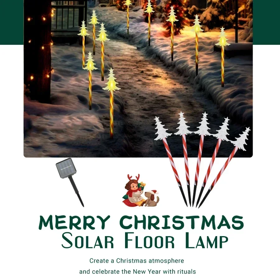 Solar Christmas Snowflakes Lights LED Solar Landscape Yard Plug Lights Star Christmas Tree Garland Home Outdoor Lawn Decoration