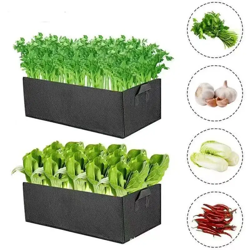 Felt Grow Bag Garden Raised Planting Bed Rectangle Plant Nursery Pot Portable Flower Vegetable Tomato Potato Planters Container