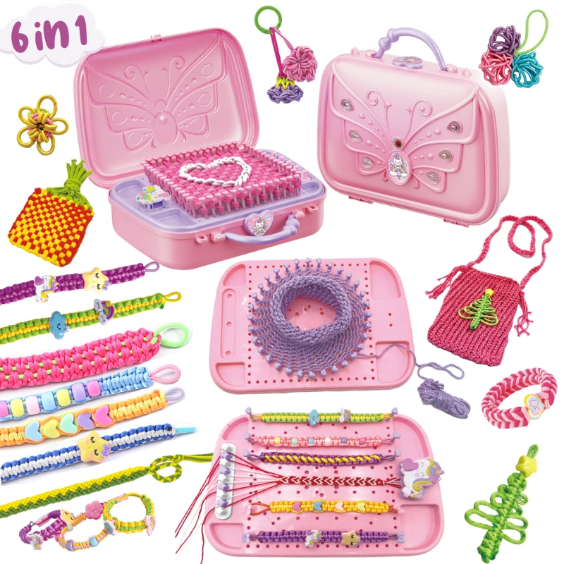 

Многофункциональный ткацкий станок 6 в 1, набор для детей, браслеты «сделай сам», резинки для волос, сумки, креативная игрушка ручной работы, подарок для девочек