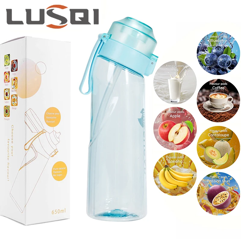 

LUSQI Air Flavored Water Bottle With 7 Flavor Pods Sports Fashion Straw Tritan Plastic Cup Suitable for Outdoor Sports Fitness