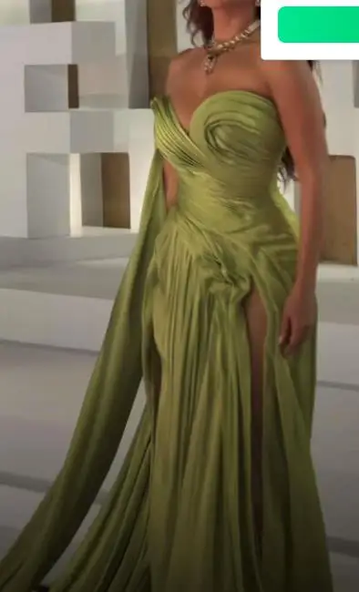 Customized Modest Pleated One Shoulder Evening Dress Green A Line فساتين سهرات with Split
