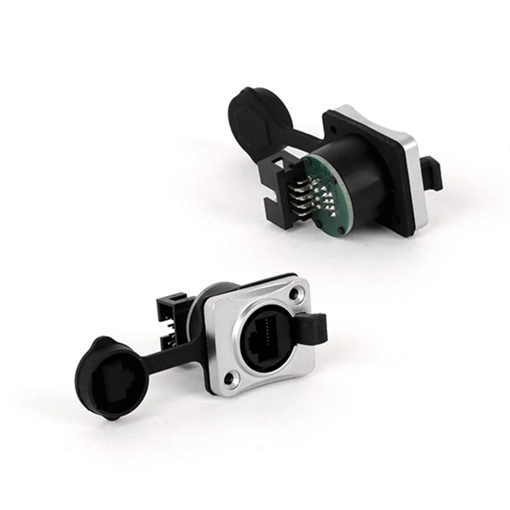 1pc RJ45 Ethernet CAT5 Interface Female LAN Module Panel Mount Coupler IP65 Waterproof Connector Socket with DustCap