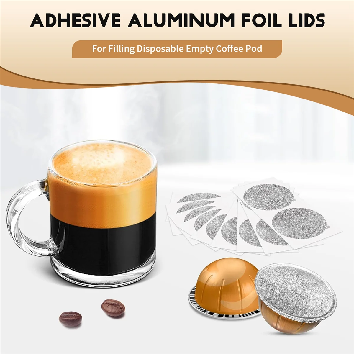 ABQR 100 قطعة 62 مللي متر كبسولة القهوة القابل للتصرف الأختام رقائق كريم رغوة القهوة تصفية غطاء ملصق ل Vertuo