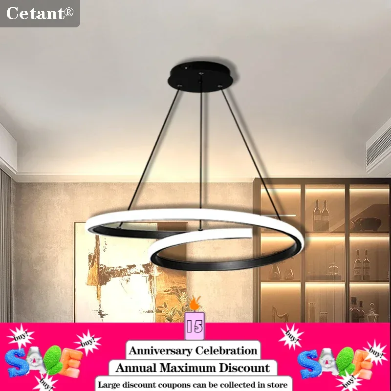 Modern LED Pendant Lighting Restaurant Hanging Lamps Living Room Bedroom Study Room Home Decoration 30/60CM Round Light Fixtures