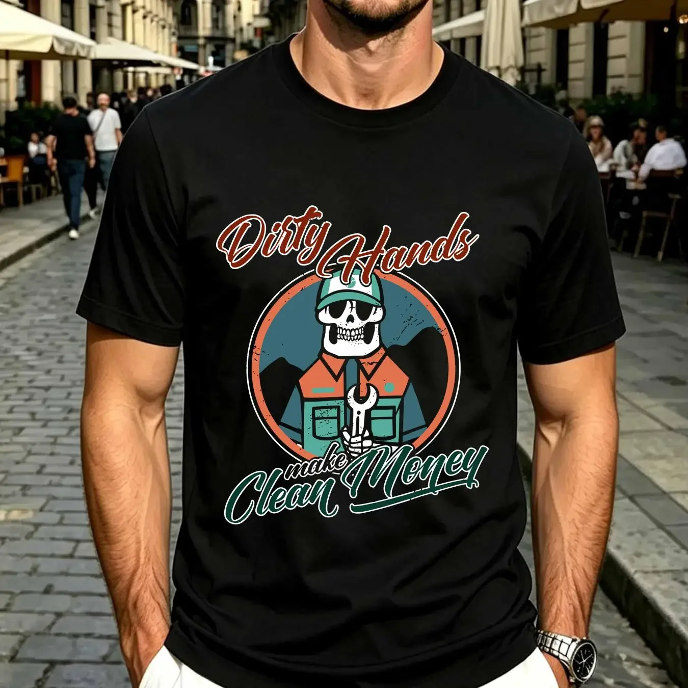 washed T Shirt New Limited Motivation Dirty Hands Make Cleans Money vintage Washed designer clothes Comfortable fashion