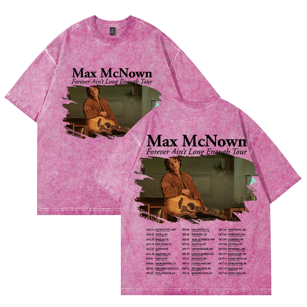 

Max McNown Tour 2025 Cotton Vintage Wash Tee Shirt Round Neck Short Sleeved Man/Woman Streetwear