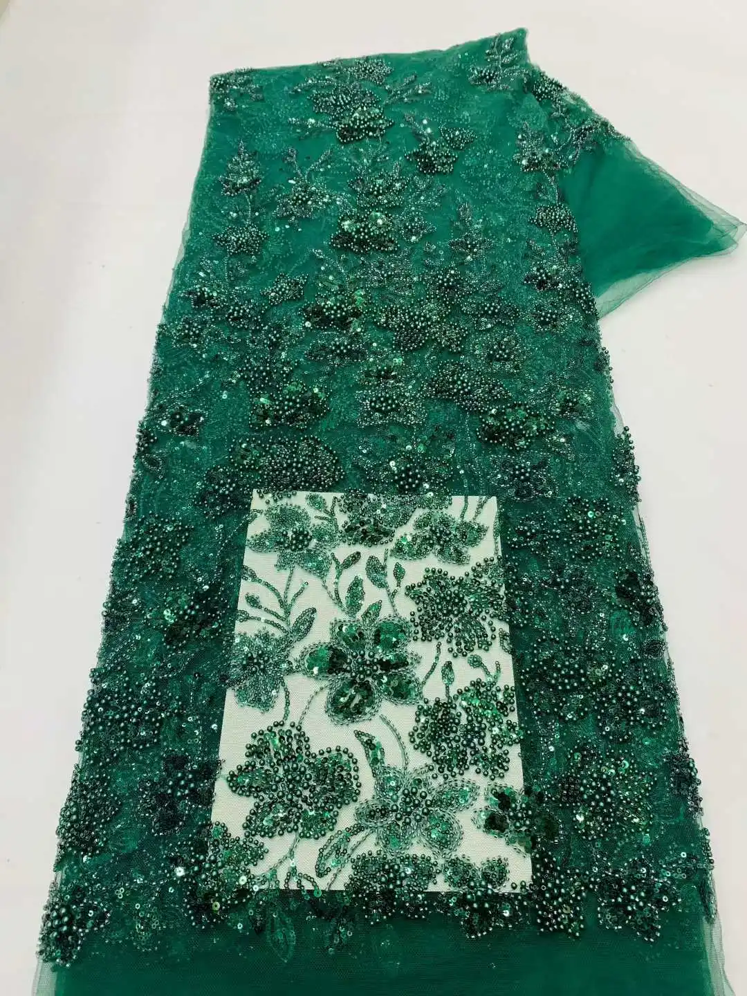 Nigerianischen Luxuriöse Afrikanische Perlen Spitze Stoff Hohe Qualität Pailletten Stickerei Afrikanische Französisch Spitze Stoff Für Nähen Kleid