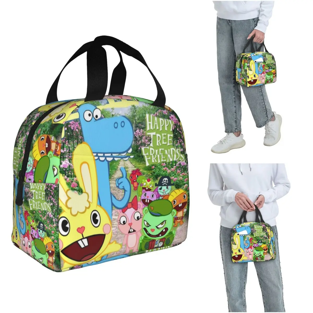 

Термосумка для обедов Happy Tree Friends Flippy Lumpy Cuddles Loving Family для женщин, портативный контейнер для еды, термосумка-тоут