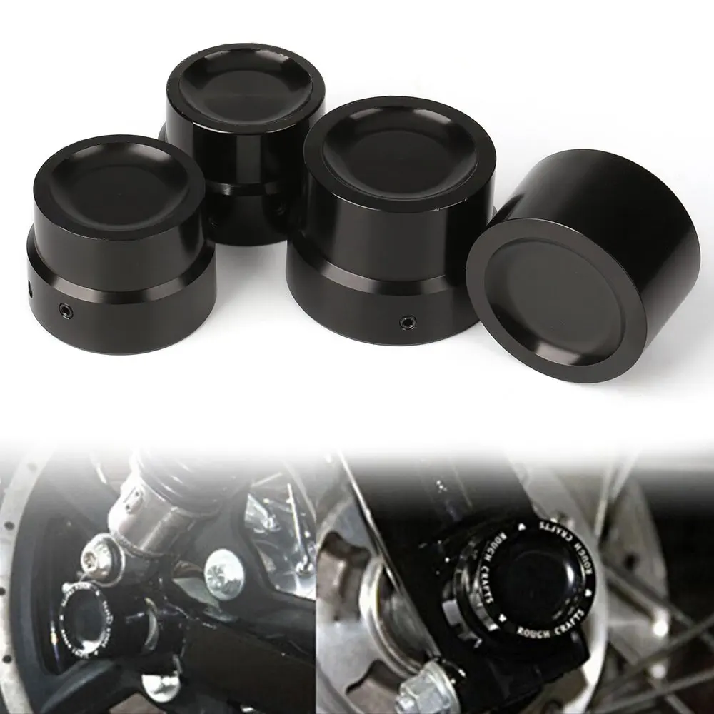 Black Front Rear Axle Nut Cover Axle Caps Bolu for 883 1200 Xl Dyna Fatboy Street Bob Super Glide V-Rod Softail(Pack 4)