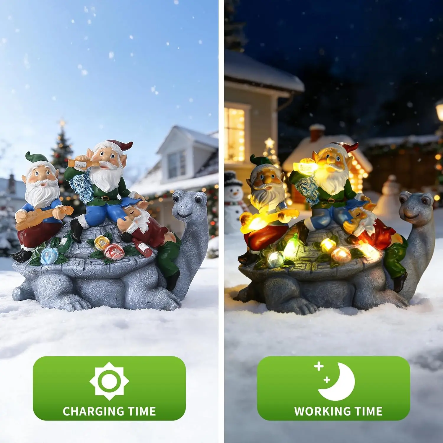 تمثال التماثيل للحديقة بالطاقة الشمسية مع سلحفاة، ديكور خارجي لساحة فناء الحديقة، هدية فريدة من نوعها